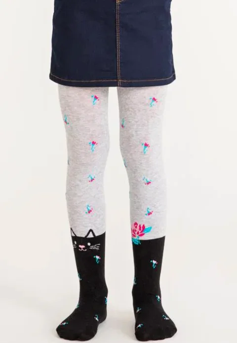 Dres fetițe Penti Young ,,Fleur'', bumbac- imprimeu pisică, negru