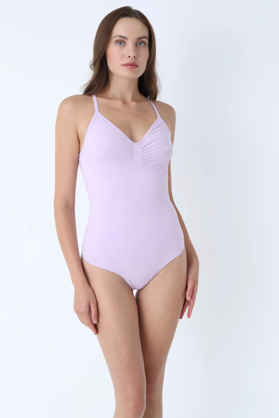 Body modelator tanga cu bretele subțiri reglabile- lila