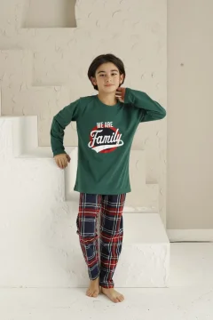 Pijama băieți, mânecă lungă si pantaloni lungi, imprimeu We Are Family