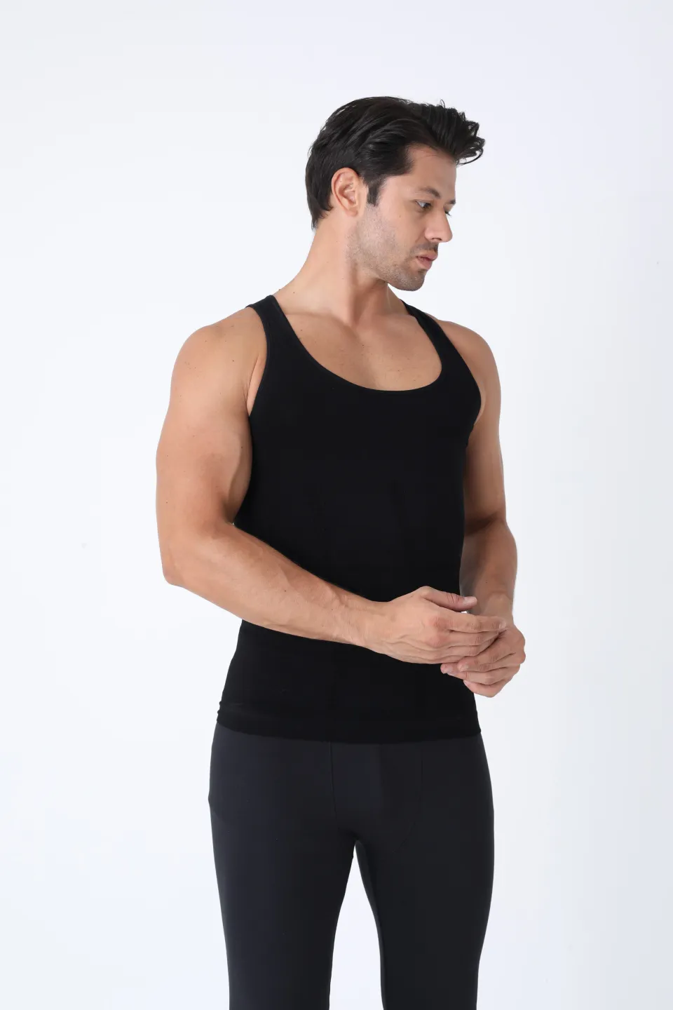Maiou modelator bărbați – negru, fără cusături