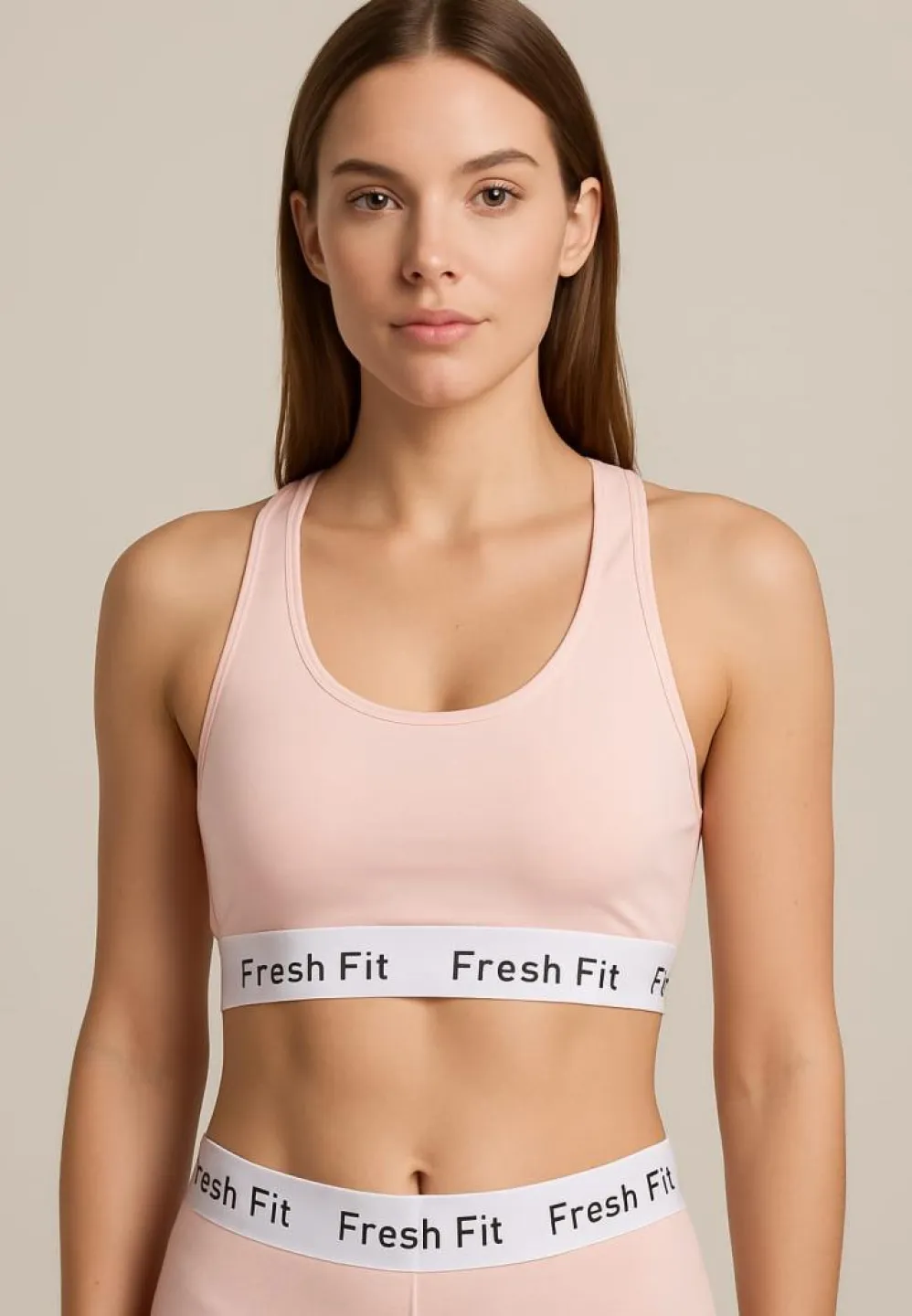 Bustieră sport Fresh Fit din bumbac și elastan - roz