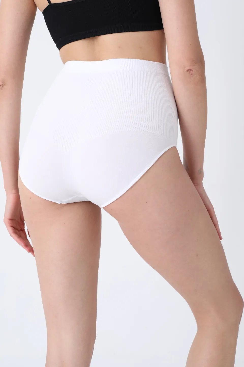 Chilot modelator damă cu talie înaltă –alb, push-up și bandă anti-alunecare