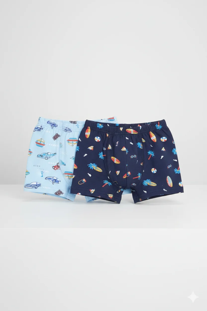 Set 2 Boxeri Băieți – Bumbac și Elastan, Multicolor
