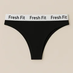 Chilot tanga Fresh Fit din bumbac și elastan-negru