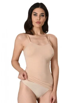 Maiou dama  BEJ modelator in talie cu bretele subtiri, material moale