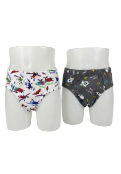 Set 2 Chiloți Băieți – Multicolor cu avioane, Bumbac și Elastan