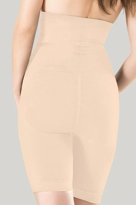 Pantaloni modelatori Miss Fit 3/4 cu talie înaltă și corset-bej