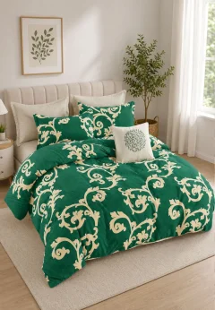 Lenjerie de pat finet cu elastic 6 piese – model royal green