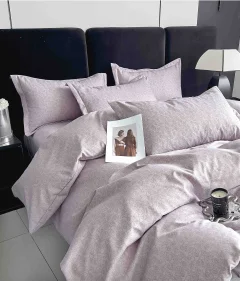 Lenjerie de pat finet cu cearceaf normal 6 piese GRI cu model