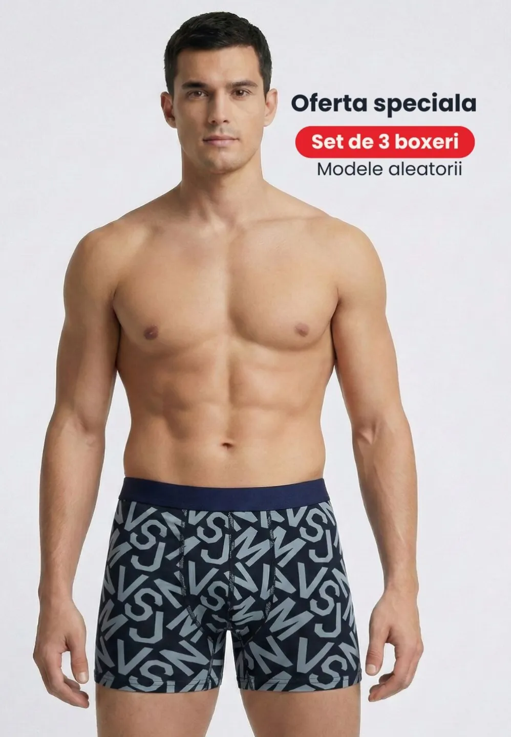 Set 3 boxeri bărbați premium – modele aleatorii, simpli și colorați, cu imprimeuri