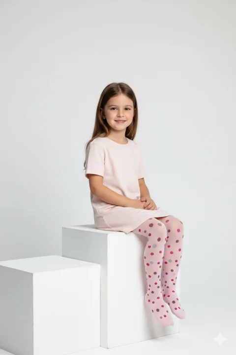 Dres fetițe Penti Young ,,Heart Dot'' 50 Den-mat, opac, roz