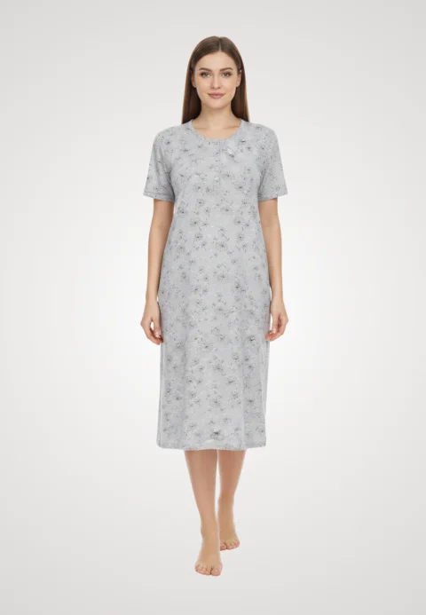 Cămașă de noapte gri cu imprimeu papadie