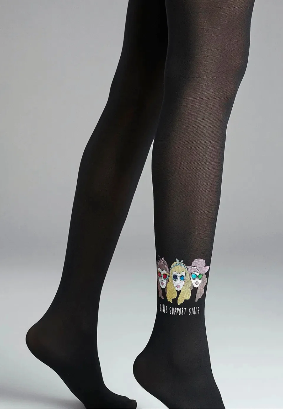 Dres Penti Fashion 40 DEN cu Imprimeu „Girls Support" – Negru