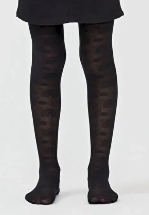 Dres fetițe Penti Young ,,Rainbow Cloud'', 40 den-  imprimeu curcubeu, negru