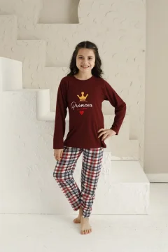 Pijama Fete, Mânecă Lungă, Princess, Bordo