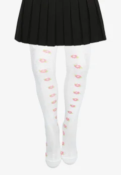 Dres pentru copii alb cu flori roz