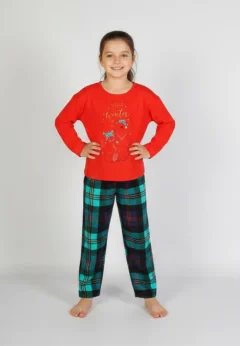 Pijama copii, mânecă lungă, pantalon lung, imprimeu Hello Winter