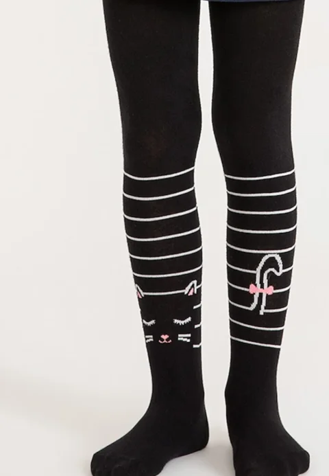 Dres fetițe Penti Young ,,Stripe Cat'', bumbac- mat, opac, negru