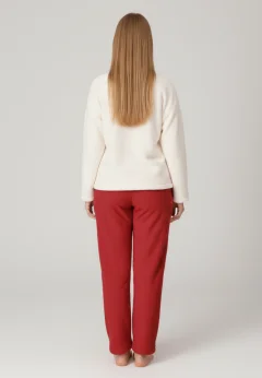 Pijamale damă cocolino alb și roșu cu imprimeu „Wild”