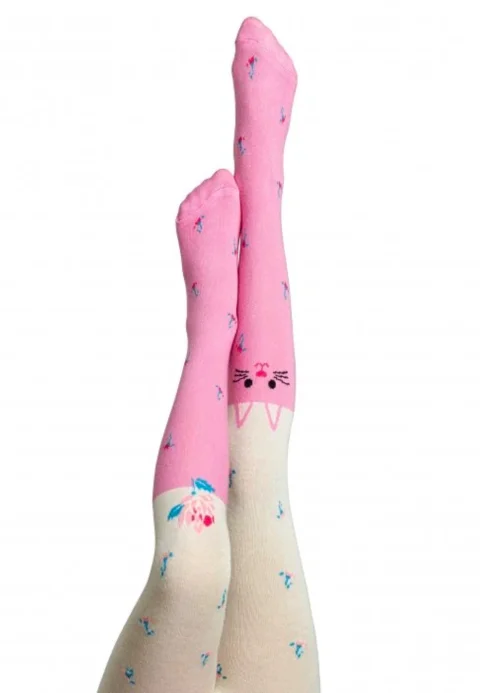 Dres fetițe Penti Young ,,Fleur'', bumbac- imprimeu pisică, roz