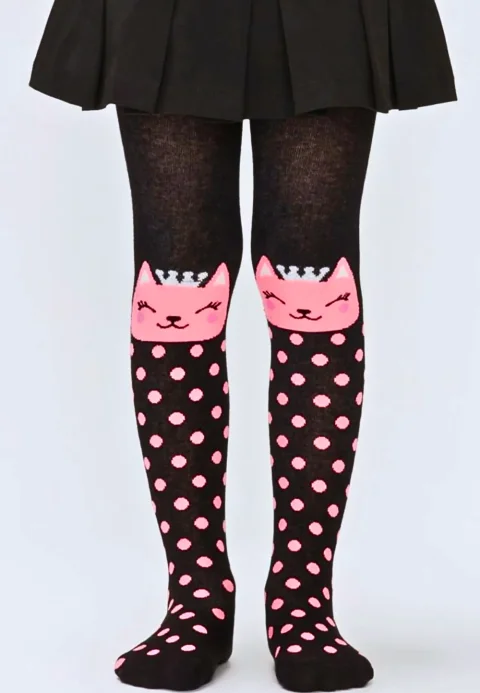 Dres fetițe Penti Pretty ,,Machka',  bumbac-  imprimeu pisicuță, negru