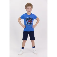 Pijamale pentru copii cu tricou și pantaloni scurți Disney Webbed Wonder, Albastru
