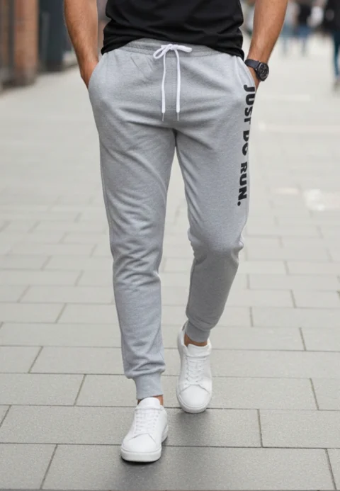 Pantaloni de trening bărbați Just Do Run, gri deschis