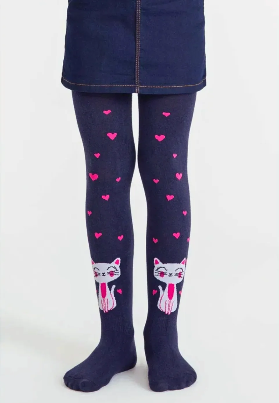 Dres fetițe Penti Young ,,Cat In Love', bumbac- imprimeu pisică, bleumarin