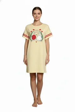 Rochie casual damă cu mânecă scurtă, până la genunchi, galben