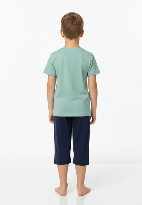 Pijama băieți Paște, verde – tricou bumbac 100% și pantaloni