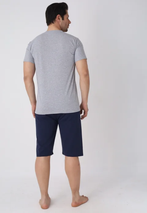 Pijama bărbați Paște, Gri– tricou bumbac 100% și pantaloni 3/4