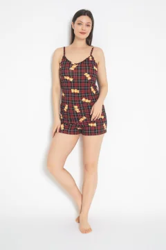 Pijama damă, 100% bumbac, maiou și short, imprimeu ursuleți