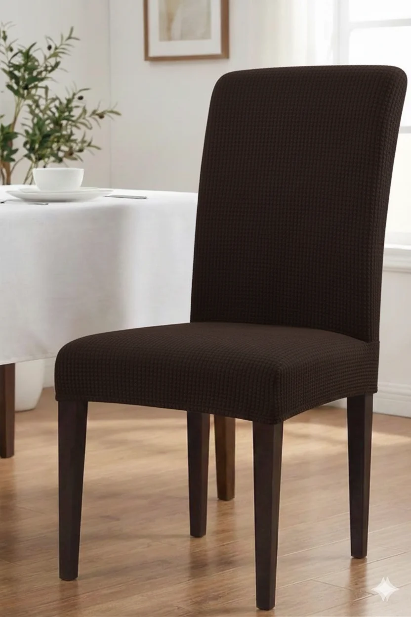 Set 6 Huse Elastice pentru Scaun din Lycra, Maro