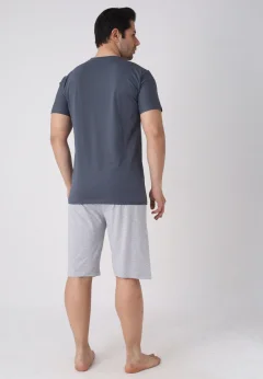 Pijama bărbați Paște, Gri– tricou bumbac 100% și pantaloni 3/4