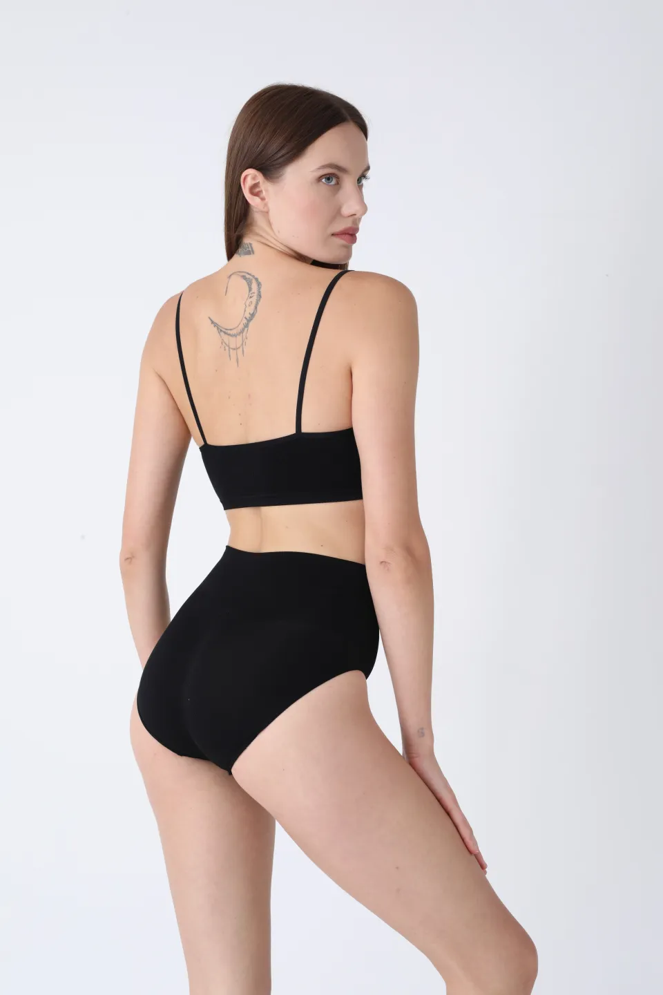 Chilot modelator damă cu talie înaltă – negru, push-up și bandă anti-alunecare