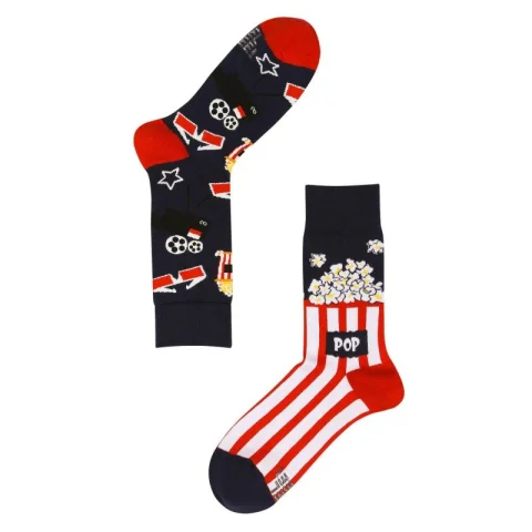 Șosete Damă Fără Cusături Mismatching - Imprimeu Popcorn — imagine 4