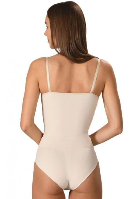 Body modelator dama, material elastic de culoare BEJ — imagine 2