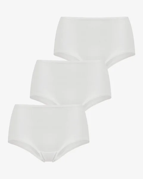 Chiloți damă cu talie înaltă – set 3 bucăți, culoare alb