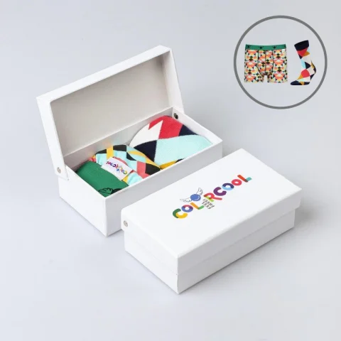 Set Barbati Boxeri și Șosete Retro Geometric