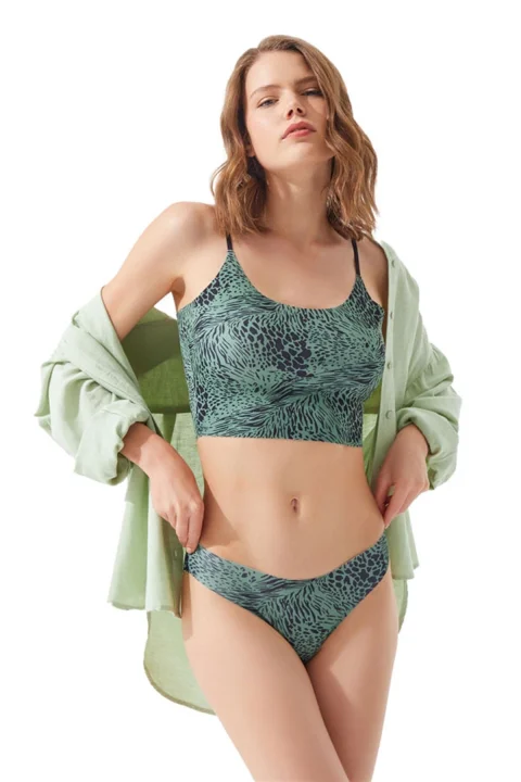 Bustieră pentru femei reglabilă, bretea subțire tăiată cu laser, Verde — imagine 3