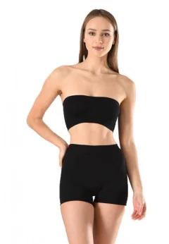 Pantaloni scurti damă modelatori cu bandă de silicon si talie înaltă, culoare negru