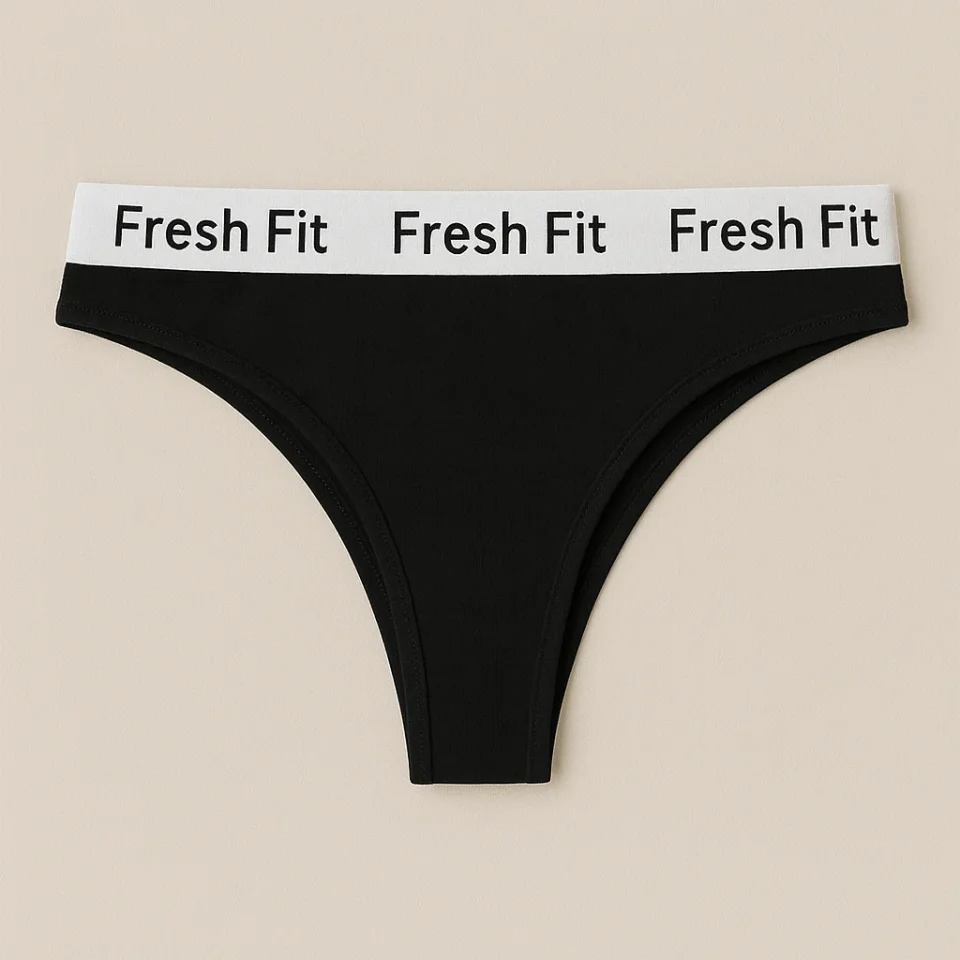 Chilot tanga Fresh Fit din bumbac și elastan-negru