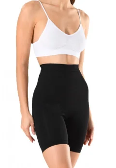 Corset damă modelator cu bandă de silicon si talie înaltă, 3/4, culoare negru