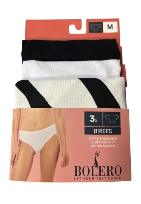 Chiloți clasici damă – set 3 bucăți, alb & negru