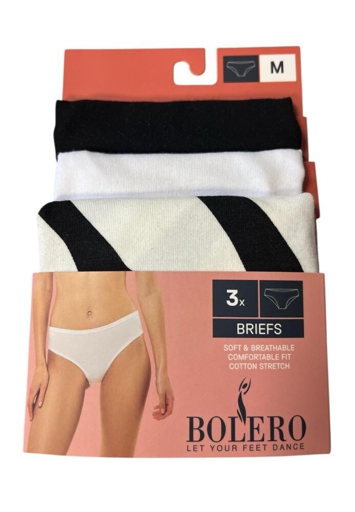 Chiloți clasici damă – set 3 bucăți, alb & negru