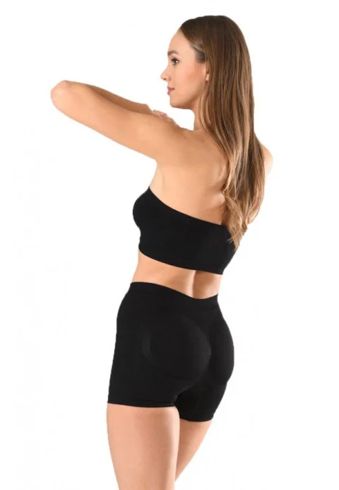 Pantaloni scurti damă modelatori cu bandă de silicon si talie înaltă, culoare negru