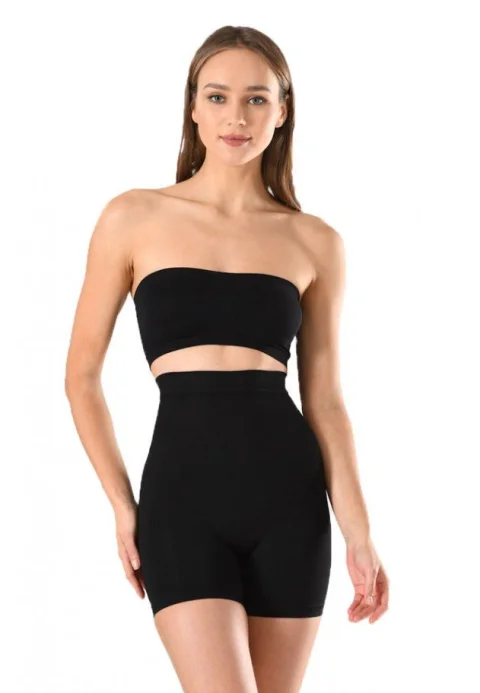 Corset damă modelator cu bandă de silicon, pantaloni scurti, culoare negru