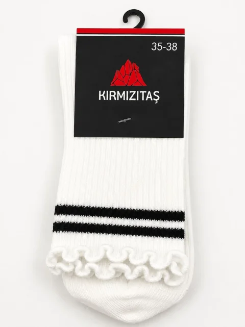 Șosete damă scurte albe cu cu dungi negre — imagine 1