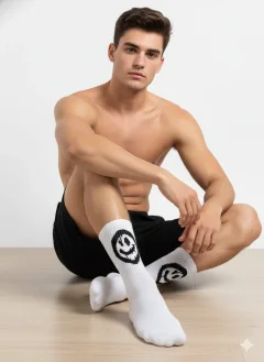 Șosete Unisex Smiley Face Alb