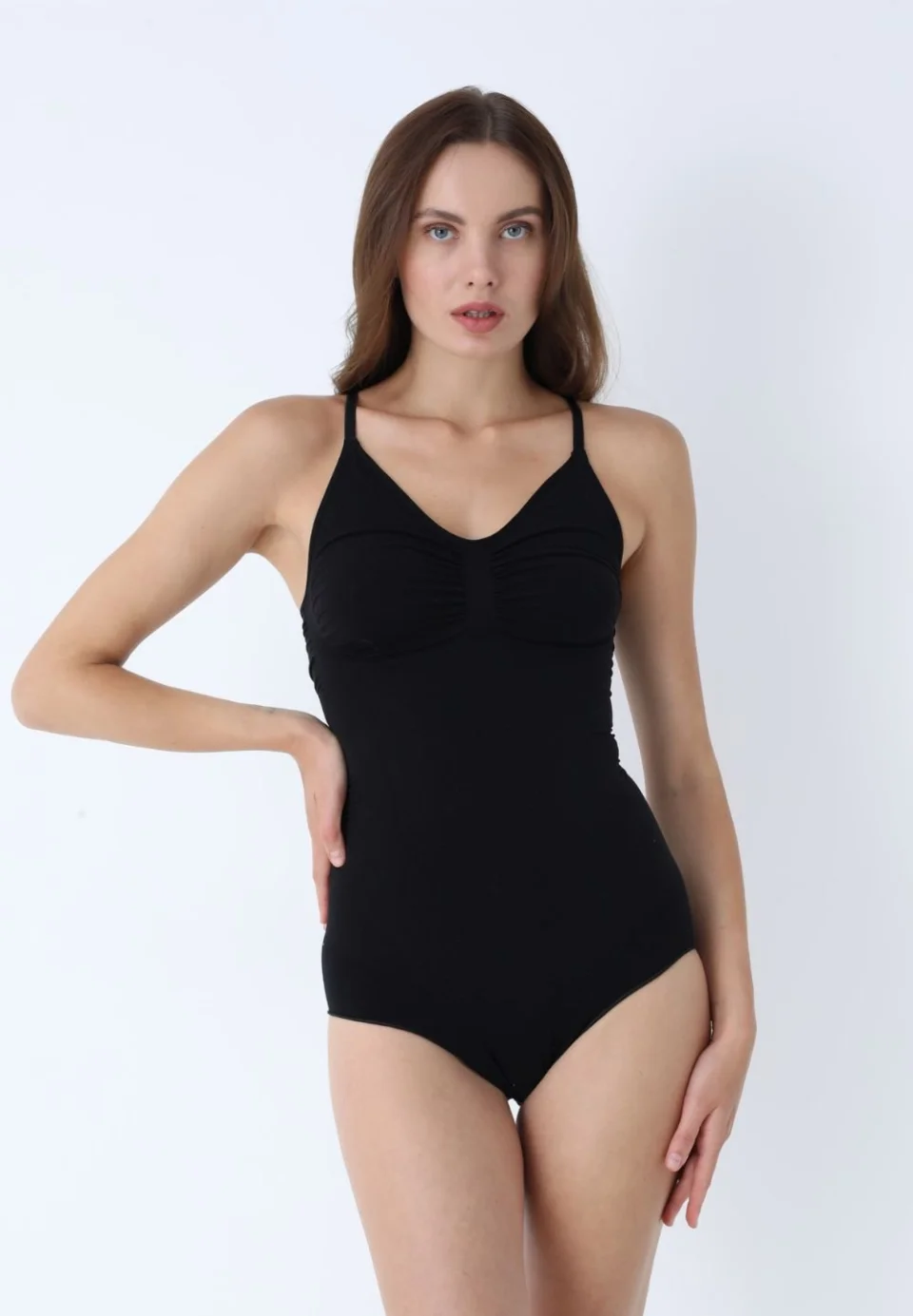 Body modelator clasic cu bretele subțiri reglabile- negru